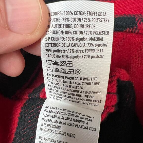 American Eagle Long Sleeve Buffalo Plaid Flannel Button Down Shacket Size S - Picture 8 of 12